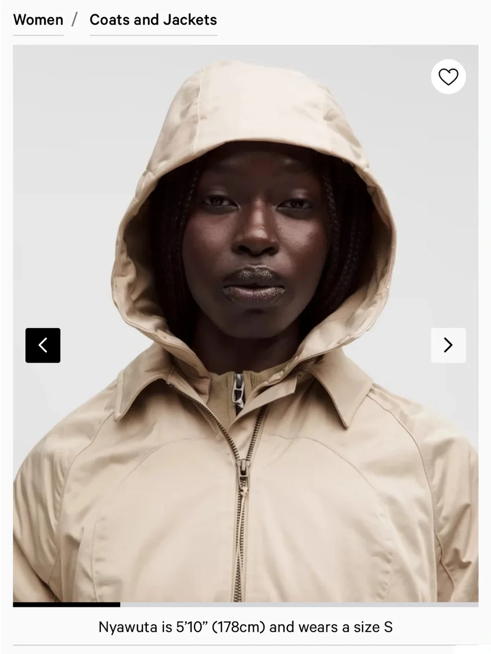 lululemon athletica Long Hooded Trench Coat in Beige